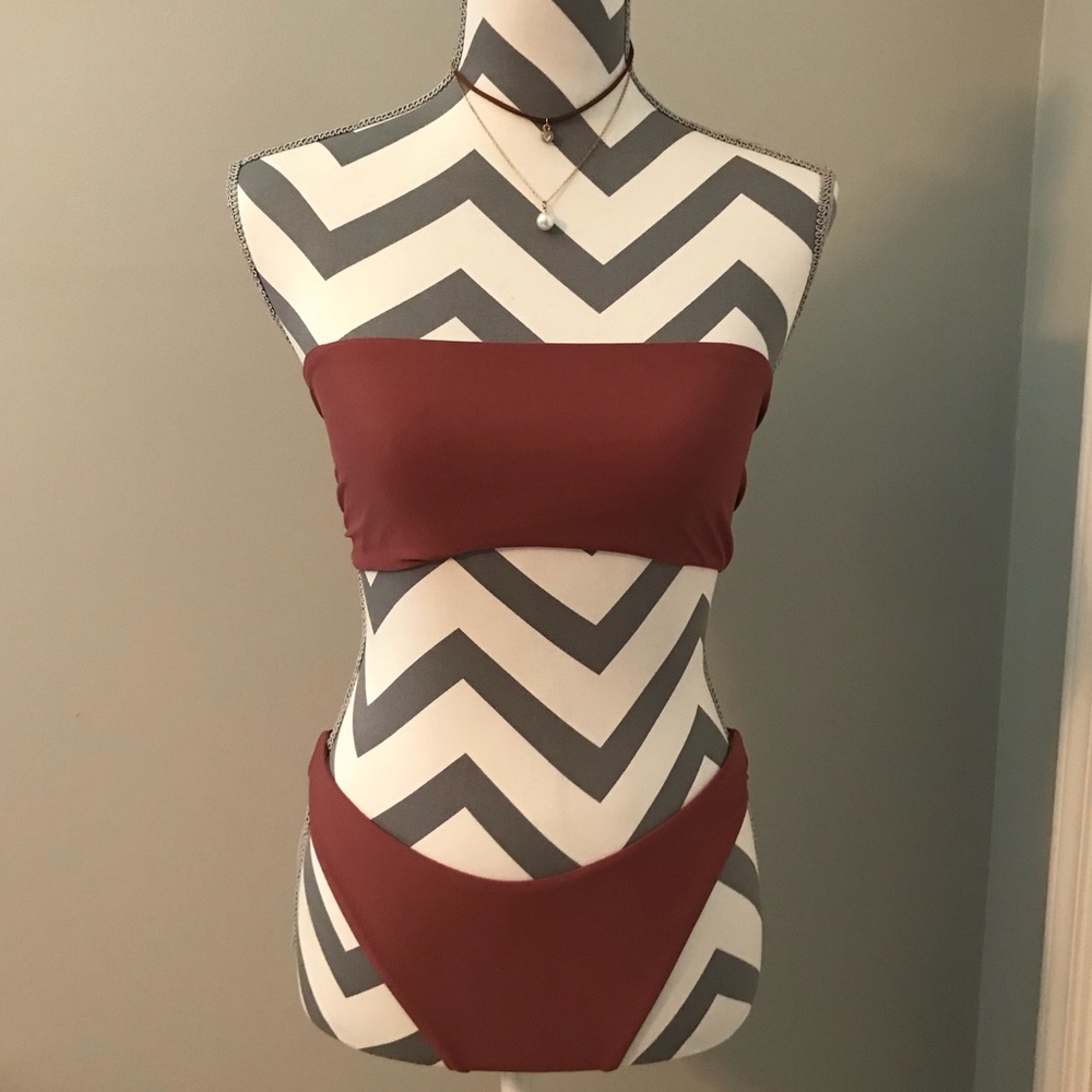 Dusty Mauve Strapless Bikini